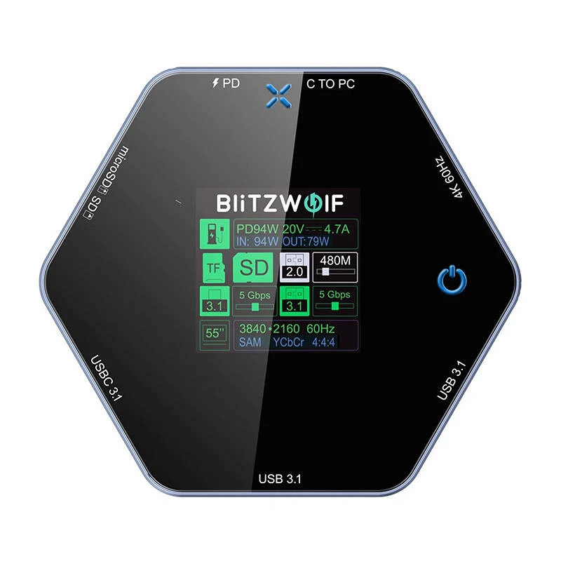 Dokovacia stanica BlitzWolf BW-TH16 8in1 USB 100W s LCD Smart Display