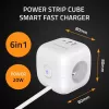 Power Cube QOLTEC 52547 predlžovacia zásuvka 3×AC zásuvky, 2×USB-A, 1×USB-C PD 20W