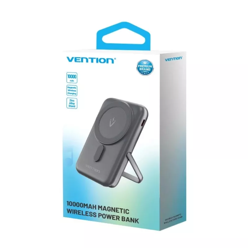Powerbank Vention 10000mAh Magnetic Wireless 20W, 1×USB-C, bezdrôtové nabíjanie, čierna
