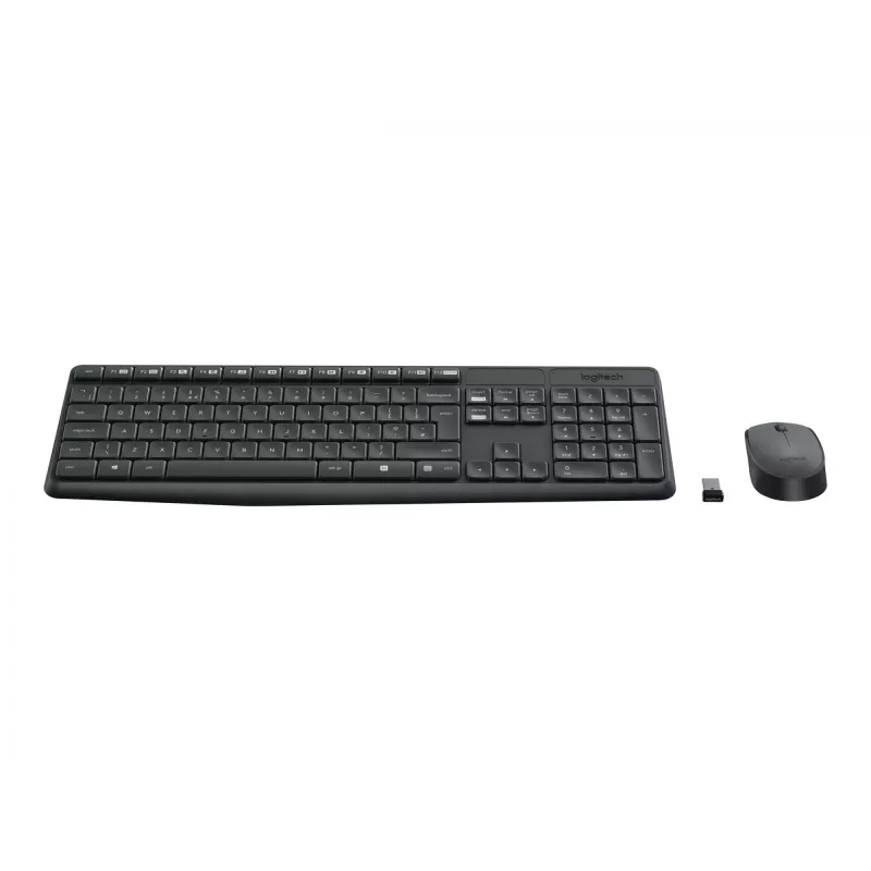 Logitech MK235 bezdrôtová súprava klávesnice a myši plná veľkosť sivá