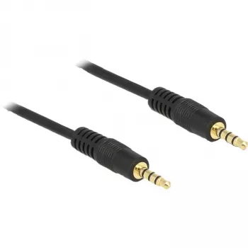 DeLOCK - audio kábel - 28 AWG - mini jack 3,5 mm, 4-pólový (M) - mini jack 3,5 mm, 4-pólový (M) - 5,0 m - tienený - čierny (83438)