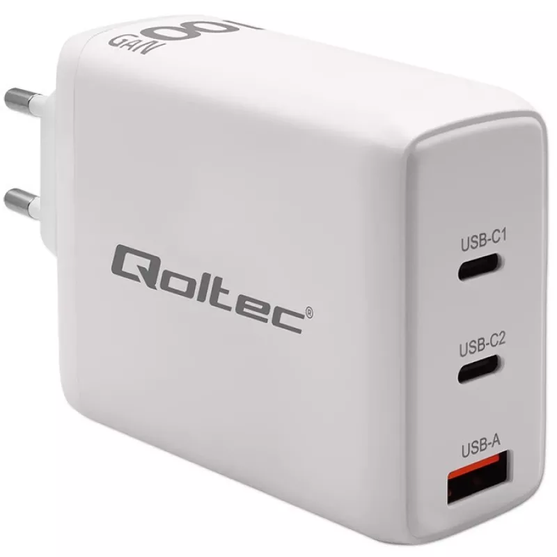Nabíjačka QOLTEC 100W GaN USB-C Dual PD 5–20V 1,5–5A, 2×USB-C
