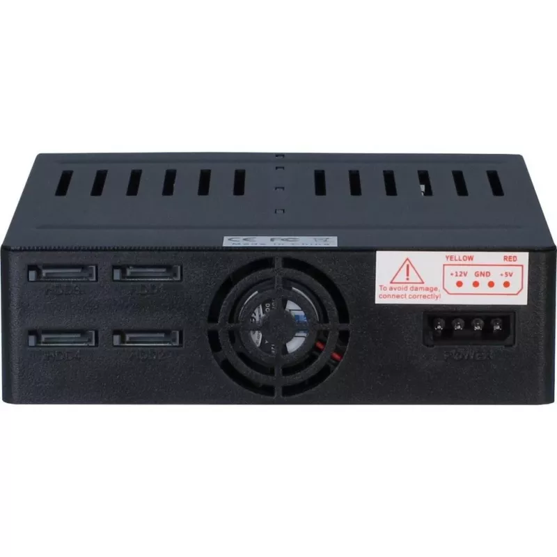 Inter-Tech X-3531 výmenný rámik HDD/SSD pre 4x SATA 2,5 palca do 1x šachty 5,25 palca, 6 Gbit/s, Hot Swap, ventilátor 30 mm, čierny