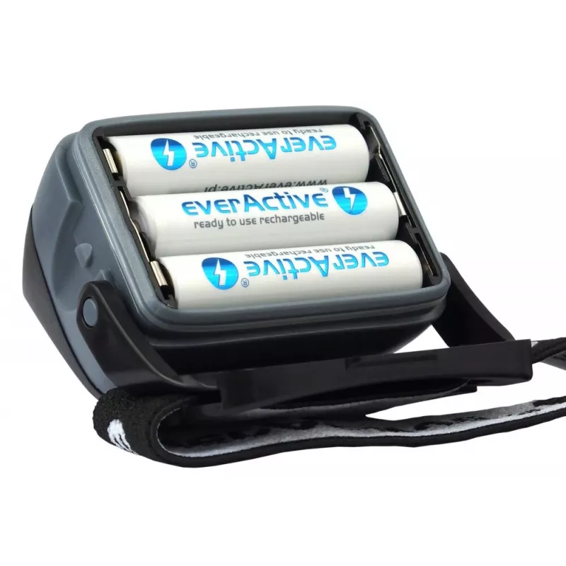 Čelová lampa everActive HL-150, lampa na hlavu, 150 lm, 3 W, IPX4, 3×AAA, čierna