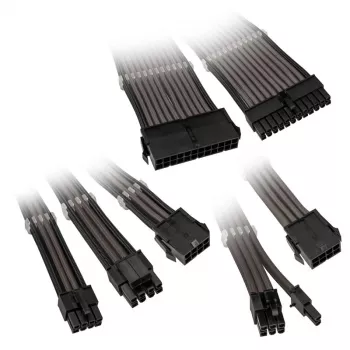 Sada predlžovacích káblov Kolink Core Adept – PET poťah, 6-dielna sada, 20+4-pin, 8-pin, 4+4-pin, 3×6+2-pin (300–350 mm)