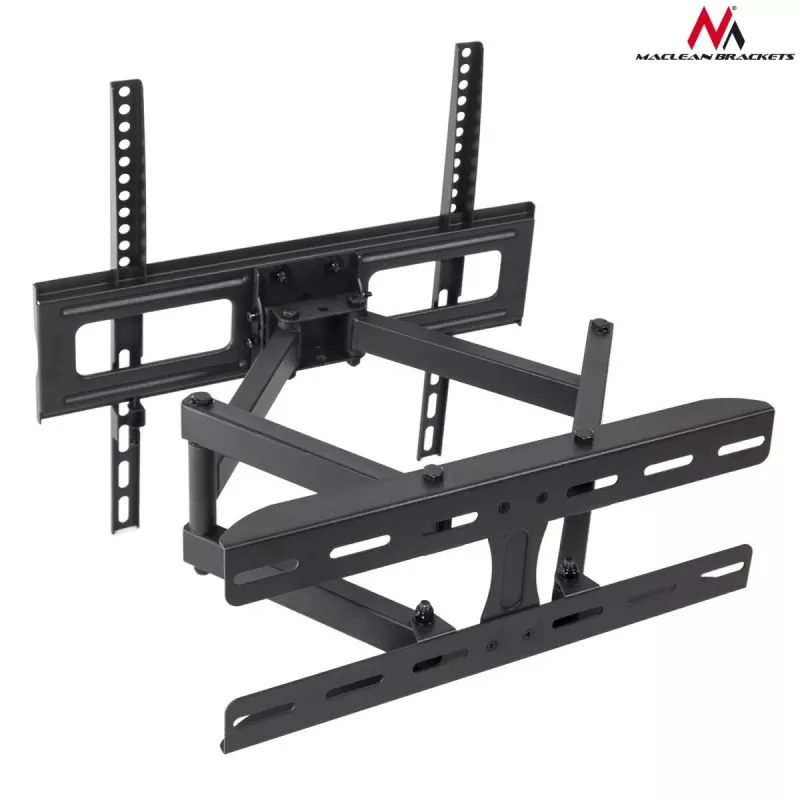 Maclean MC-760 nástenný držiak televízora 26–55 palcov, VESA 100×100–400×400, max. 30 kg, sklon ±15°, vzdialenosť od steny 7–46 cm, kov, čierny