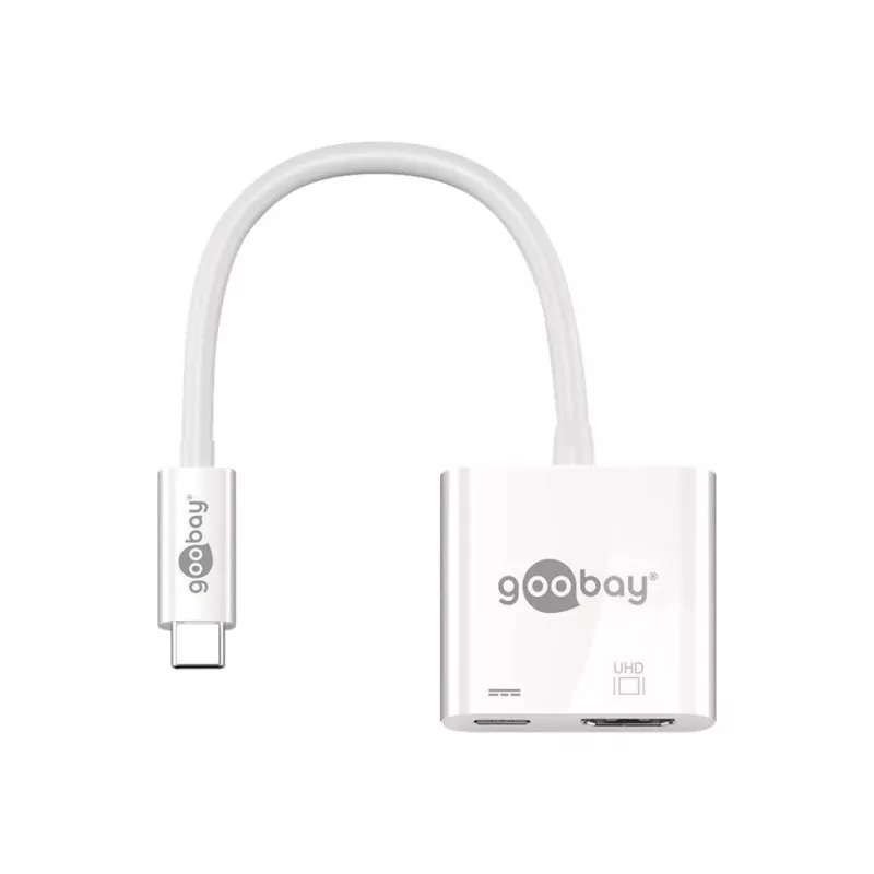Goobay USB-C™ multiport adaptér HDMI, biely, 0,145 m - rozširuje zariadenie USB-C™ o HDMI™ konektor (62110)