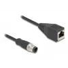 DeLOCK adaptérový kábel M12 D-kódovaný 4-pólový konektor samec na RJ45 konektor samica 50 cm