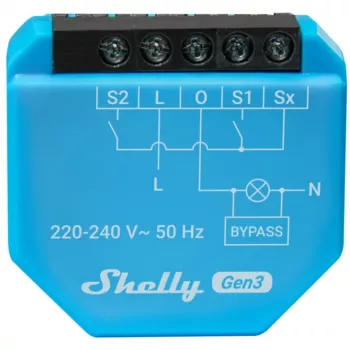 WiFi ovládač osvetlenia Shelly Shelly_1L_Gen3 — 1-kanálový modul bez nulového vodiča, 220–240 V, WiFi/Bluetooth, 802.11 b/g/n