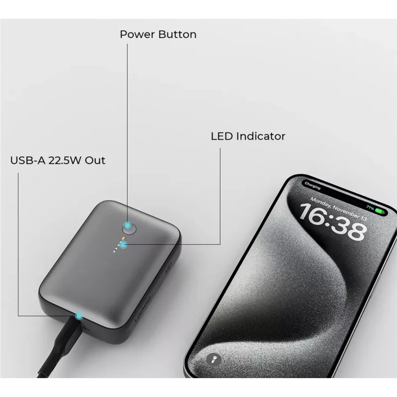 AUKEY 157000 powerbanka 10000 mAh sivá