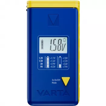 Tester batérií Varta 00893 101 111 LCD digitálny ručný pre AA AAA 9V gombíkové batérie