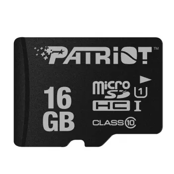 MicroSDHC pamäťová karta PATRIOT PSF16GMDC10 — 16 GB, Class 10, UHS-I (U1), 80 MB/s, čierna
