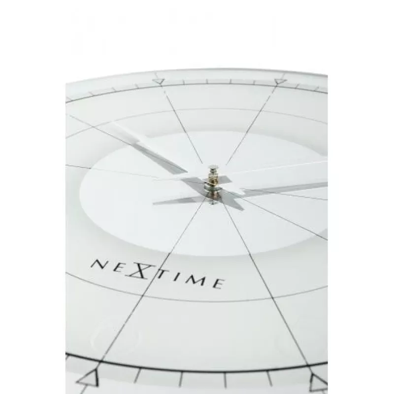 NeXtime hodiny 8125 Fancy Round, Ø43 cm, nástenné, biele/strieborné