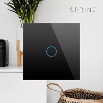 Dotykový vypínač Spring jednosmerný sklo čierny — model 0