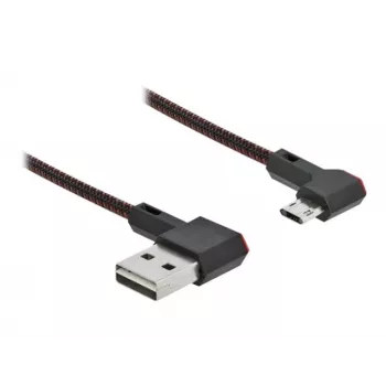 USB kábel DeLOCK EASY-USB 2.0 Type-A samec na Micro-B samec zahnutý 0,2 m čierny