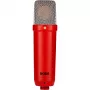 Štúdiový kondenzátorový mikrofón RØDE NT1 Signature Red — kardioida, 20–20000 Hz, -32 dB citlivosť, XLR (3-polohový), 313 g