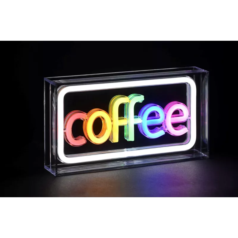 Neónová LED svetelná tabuľa ActiveJet AJE-NEON COFFEE, viacfarebná, USB 5V, povrchová montáž, rám z AS plastu