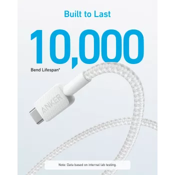 USB kábel Anker 322 1,8 m USB A USB C biely