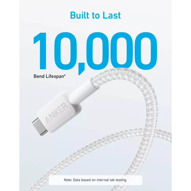 USB kábel Anker 322 1,8 m USB A USB C biely