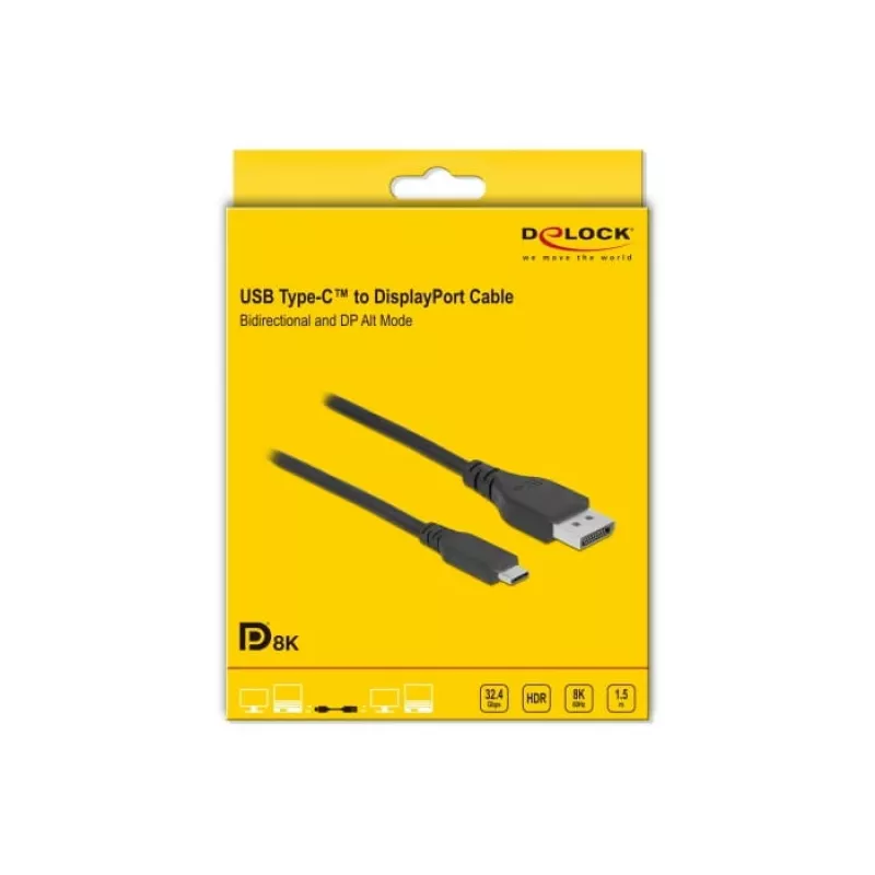 USB Type-C na DisplayPort kábel DeLOCK 86040 8K 60 Hz 1,5 m