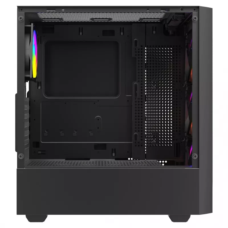 PC skriňa SAVIO Noctis Flow RGB — Cube, ATX/Mini-ITX, 3x 120 mm predné ventilátory, bočné okno z tvrdeného skla, max. GPU 35 cm