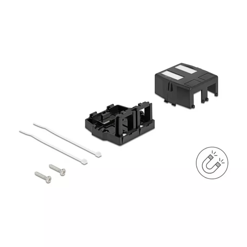 Delock 85842 Prázdne puzdro Keystone, 2-portové, s magnetickou základňou, čierne