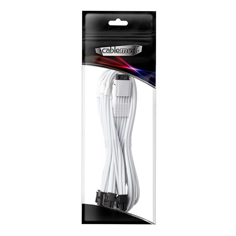Napájací kábel CableMod RT-Series Pro ModMesh 12VHPWR na 3× PCIe CM-PRTS-16P3-N60KW 60 cm biely