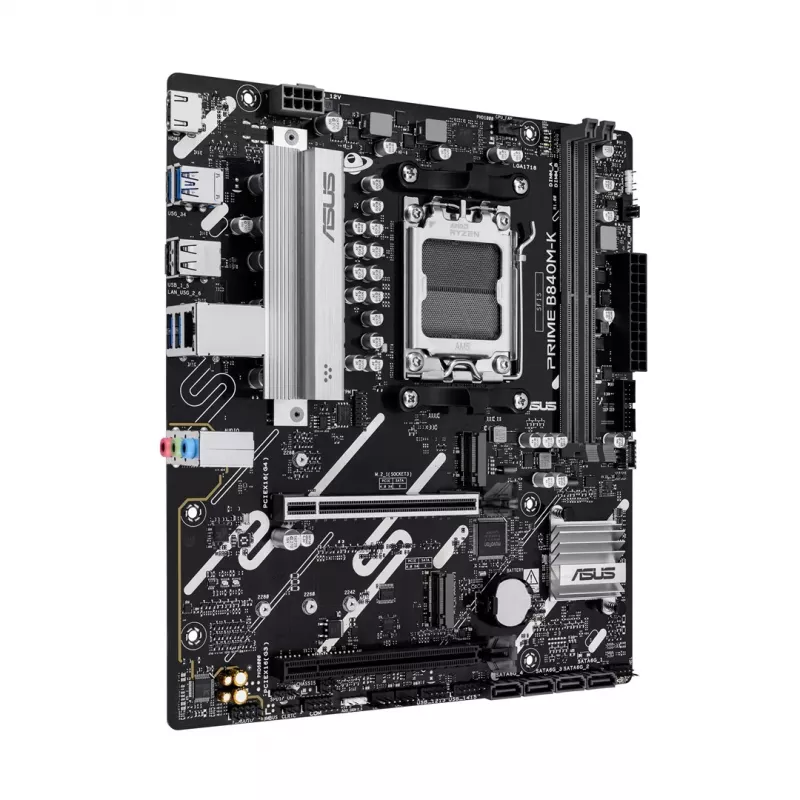 Základná doska ASUS PRIME B840M-K – AMD B840, socket AM5, micro ATX, DDR5, 2 DIMM, 128 GB, 2.5 GbE, M.2, SATA III