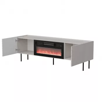 TV skrinka cama meble LUCCA 180x40x59 cm, vrchná časť cashmere, čierny krb