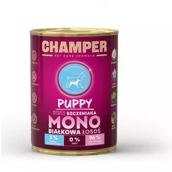 CHAMPER Puppy Monoprotein losos - mokré krmivo pre psy - 400 g