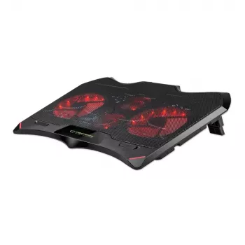 Chladiaca podložka pod notebook ESPERANZA EGC102 – 4 ventilátory, napájaná cez USB, 2 výškové polohy, čierna, 415×305×27 mm