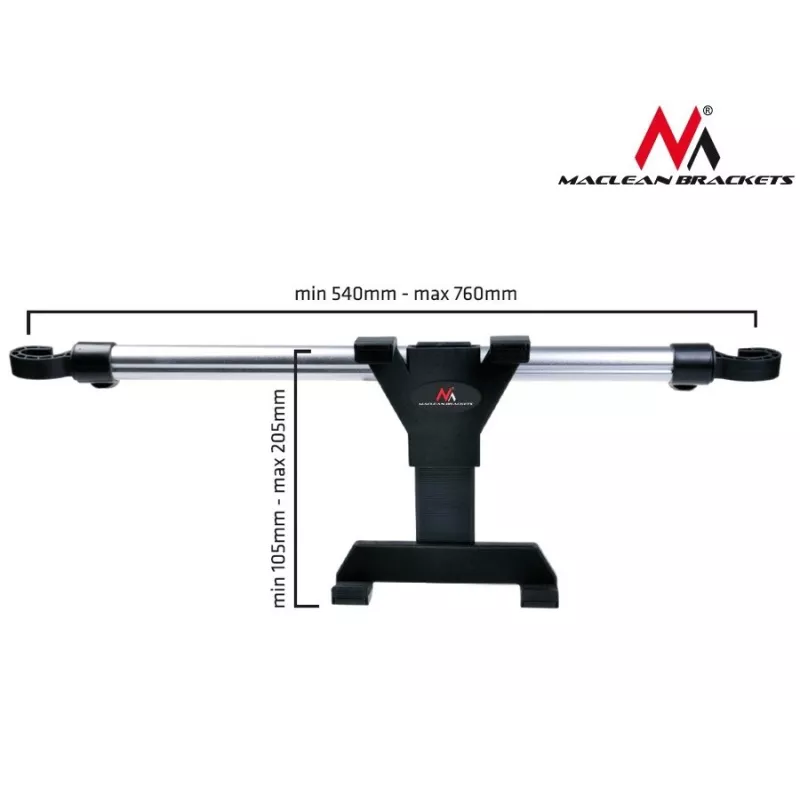 Maclean Brackets MC-657 univerzálny držiak tabletu na opierku hlavy, 7 - 10.1, nastaviteľná 360° rotácia