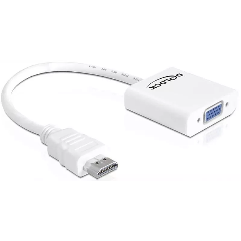 Delock adaptér HDMI-A konektor samec > VGA konektor samica - video adaptér - HDMI samec na HD-15 (VGA) samica - biely (65346)