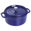 Staub 24 cm okrúhly liatinový kastról tmavomodrý