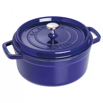 Staub 24 cm okrúhly liatinový kastról tmavomodrý