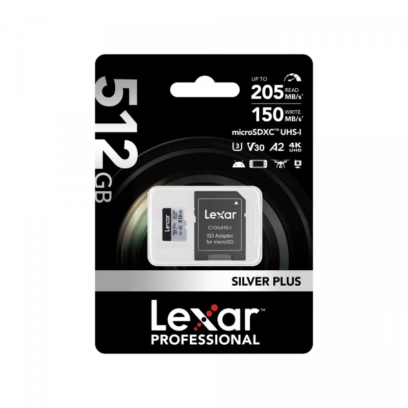 Flash pamäť Lexar 512 GB UHS-I microSDXC SILVER PLUS