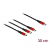 USB nabíjací kábel DeLOCK 3-in-1 USB Type-C na 3 x USB Type-C 30 cm čierny/červený