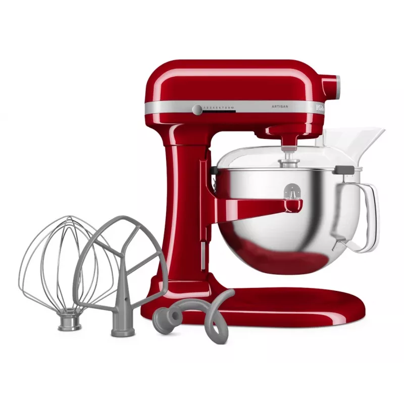 KitchenAid 5KSM60SPXEER kuchynský robot 375 W sivá, červená, nerezová oceľ