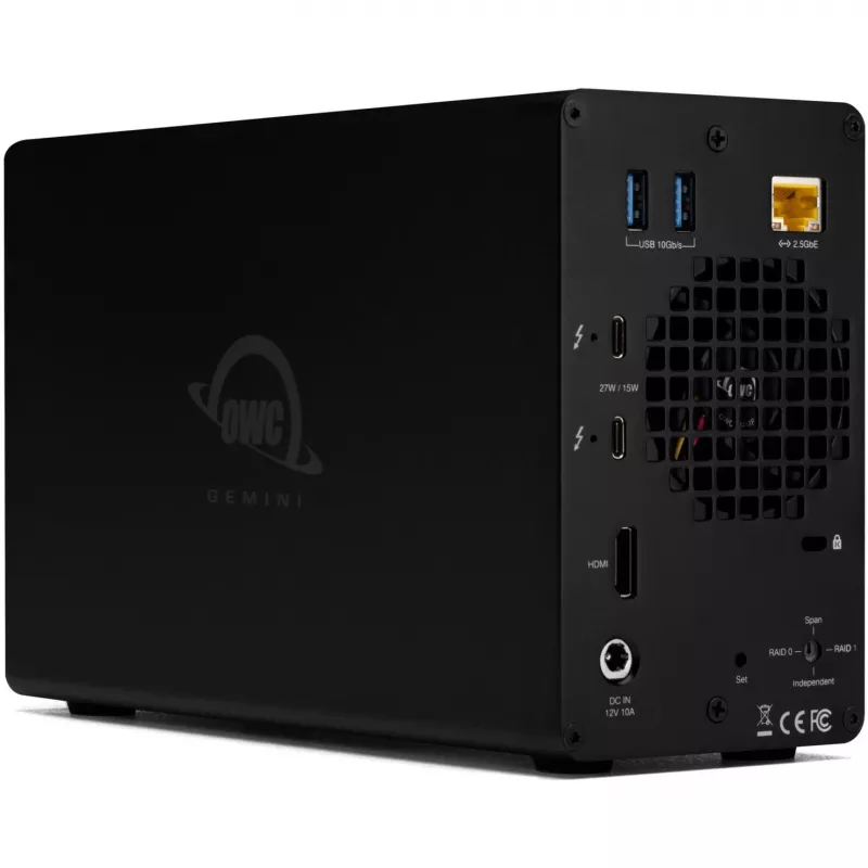 OWC Gemini dvojdiskový hardvérový RAID úložný a dokovací box TB3 - Thunderbolt 3 - Thunderbolt