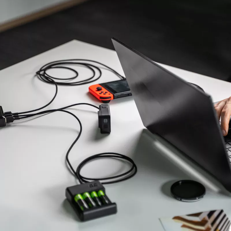Green Cell GC Ray KABGCSET01 sada káblov USB-A na USB-C, 3 ks (30 cm, 120 cm, 200 cm), zelená LED, rýchle nabíjanie QC 3.0, čierna