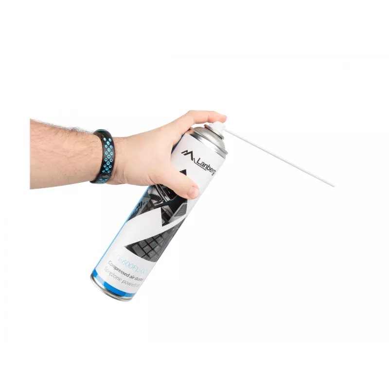 Stlačený vzduch LANBERG CG-600FL-001 — 600 ml, na čistenie PC, čierna/modrá/biela