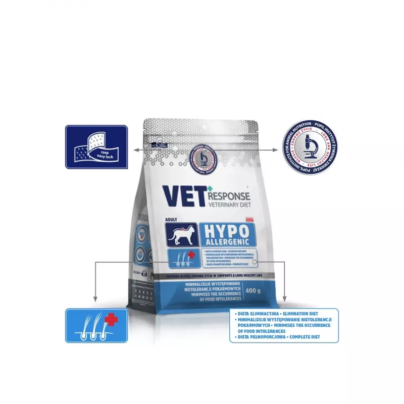 VET RESPONSE Hypoalergénne - suché krmivo pre mačky - 400 g