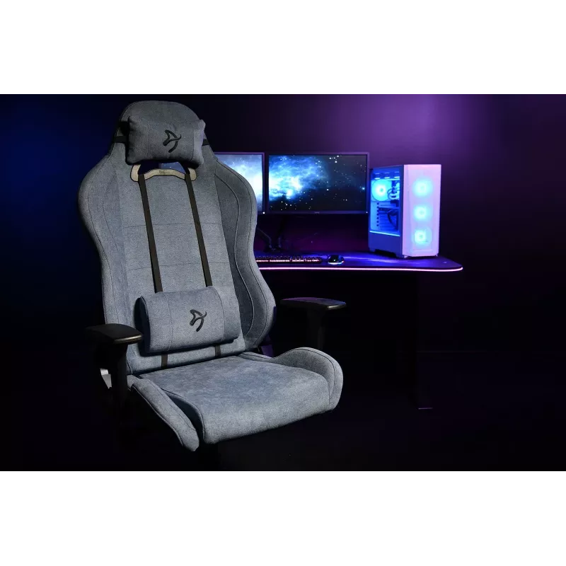 Herná stolička Arozzi Torretta SoftFabric Blue — ergonomický dizajn, nastaviteľná výška a nastaviteľné podrúčky