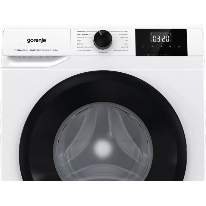 Voľne stojaca práčka Gorenje W3NGPI72SBS, 7 kg, 1200 ot/min, invertorový motor, para, 15 programov, biela