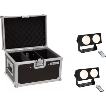 LED svetelná sada EUROLITE CBB-2 COB WW 2x s kufrom – 2 teplobiele COB reflektory, transportný kufr
