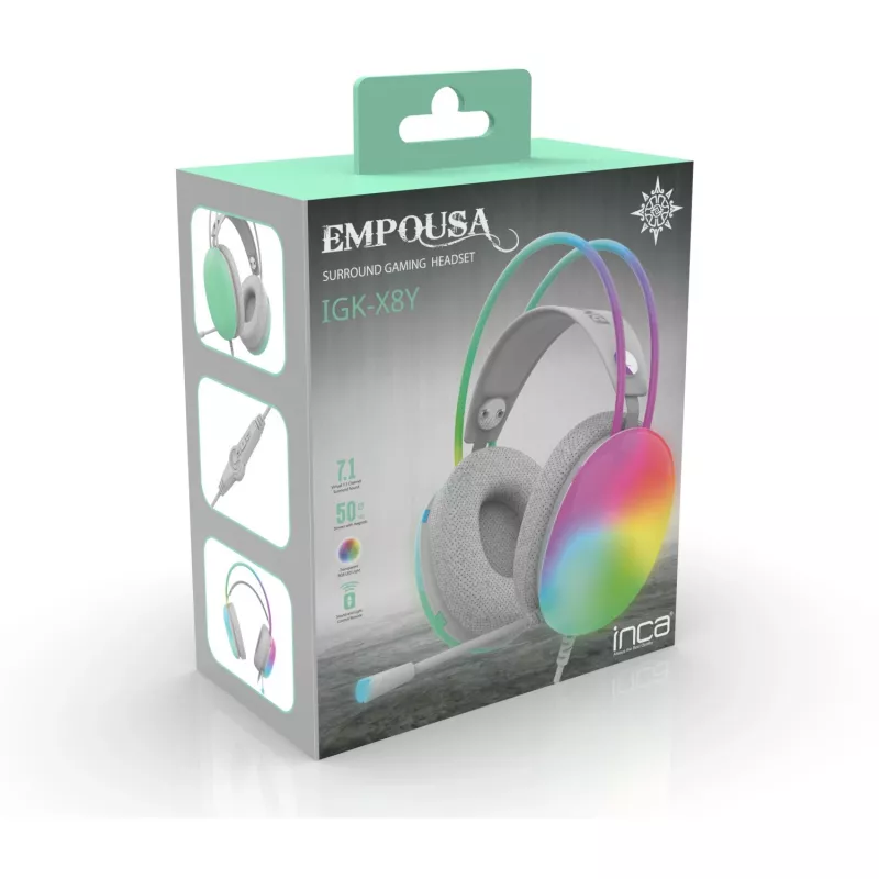 Cian Technology GmbH INCA herný headset IGK-X8Y 7.1 USB RGB-LED tyrkysová - headset