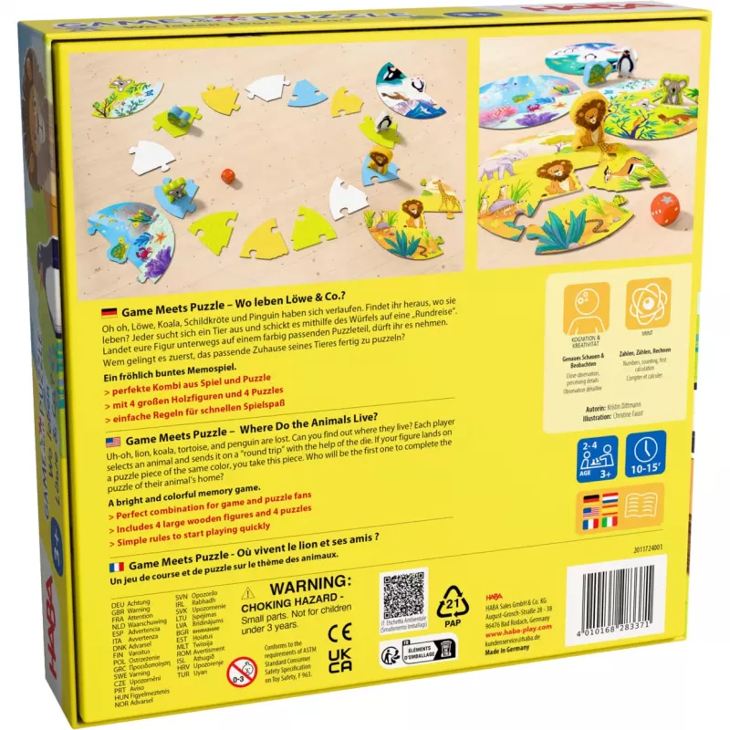 Hra sa stretáva s puzzle - Kde žije lev a spol., stolová hra