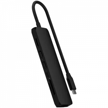 Satechi 7-in-1 USB-C slim multiport adaptér Ethernet (USB-C PD, 2x USB-A, HDMI 4K, Ethernet, čítačka kariet micro/SD) (čierna)