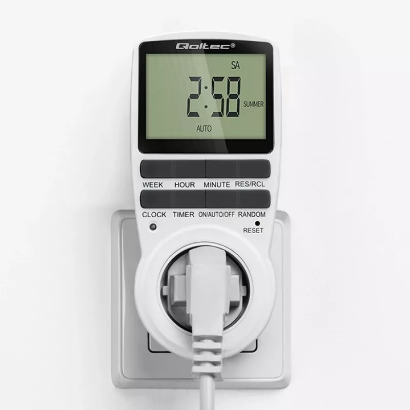 Elektronický časovač QOLTEC PC0628 s LCD displejom, 24-hodinové odpočítavanie