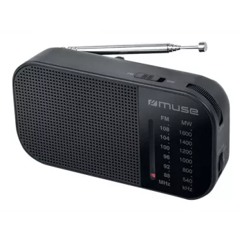 Prenosné rádio Muse M-025 R — MW/UKW, čierne, na batérie, kompaktné (32×130×70 mm)